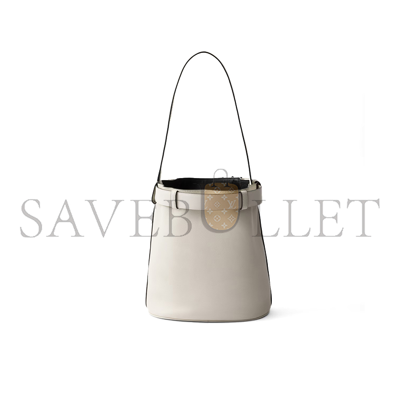 Pra*a buckle leather bucket bag with belt 1be085 (29*26.5*18cm)